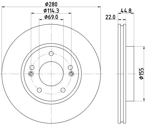 HELLA Bremseskive 8DD 355 132-641 8DD 355 132-641 Bremseskiver KIA STINGER HELLA