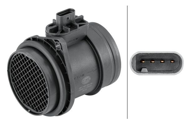 HELLA Mass air flow sensor 8ET 358 095-451 HELLA 8ET 358 095-451 Mass air flow sensor