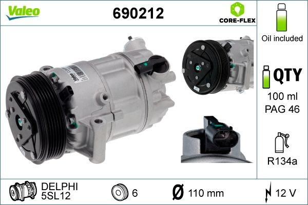 VALEO Compressore aria condizionata 690212 VALEO 690212 Compressore aria condizionata GT (105/115) originale prezzo