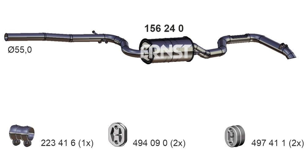 ERNST Bakre ljuddämpare 156240 ERNST 156240 Bakre ljuddämpare