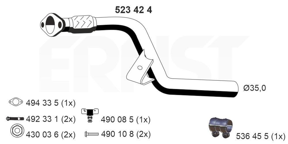 ERNST Avgasrör 523424 523424 ERNST avgasrör RENAULT Symbol