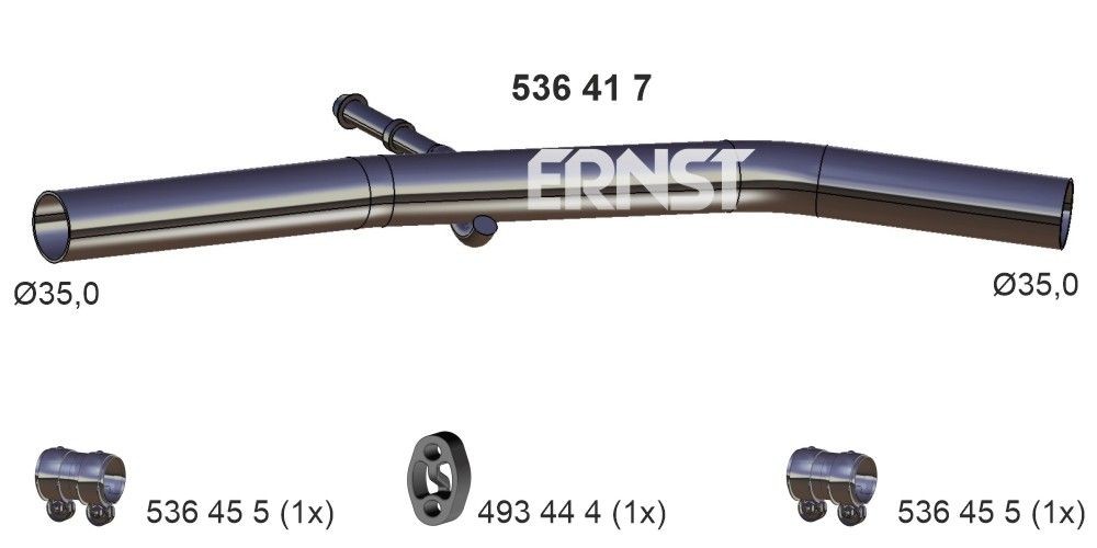 ERNST Tuyau d'échappement 536417 536417 Ligne d'échappement DACIA DUSTER ERNST