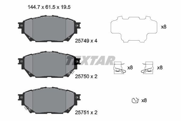 TEXTAR Bremseklosser 2574901 2574901 Sportsbremseklosser MITSUBISHI GALANT TEXTAR