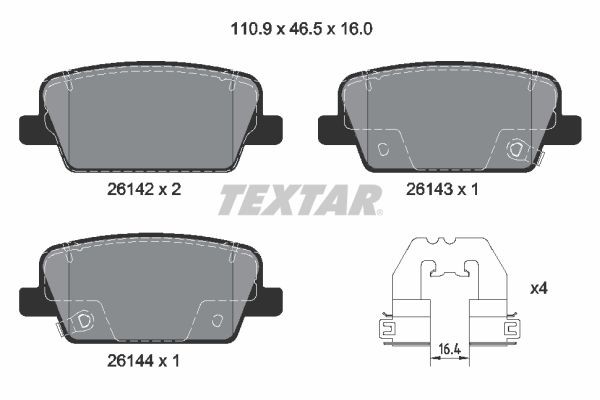 TEXTAR Brake pad set 2614201 Hyundai i20 TEXTAR racing brake pads 2614201