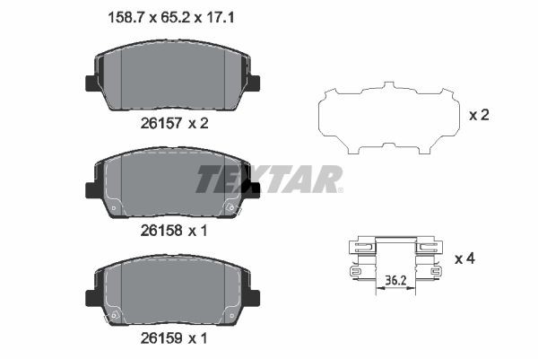 TEXTAR Pastilhas de travão 2615701 TEXTAR 2615701 Pastilhas de travão HYUNDAI Palisade (LX2) 2.2 CRDI E-VGT 203 cv 2018