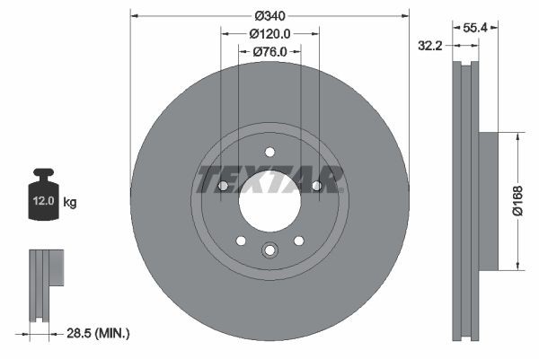 TEXTAR Bremseskive 92230305 92230305 Bremseskiver TEXTAR VW POLO