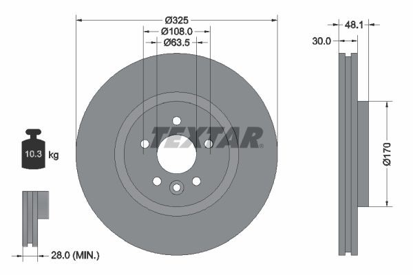 TEXTAR Disque de frein 92300505 Jaguar F-PACE Disques TEXTAR 92300505