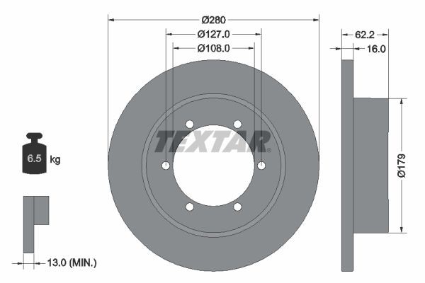 TEXTAR Disco de travão 92308500 92308500 Discos RENAULT TRUCKS MESSENGER TEXTAR