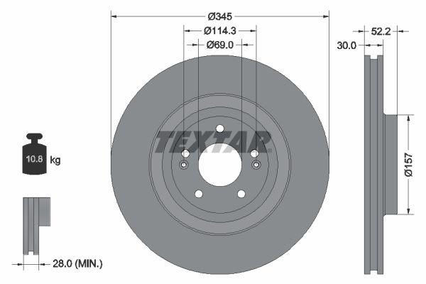 TEXTAR Bremseskive 92315103 TEXTAR 92315103 Bremseskive