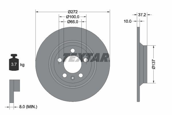 TEXTAR Disque de frein 92315303 Volkswagen COCCINELLE Disques TEXTAR 92315303