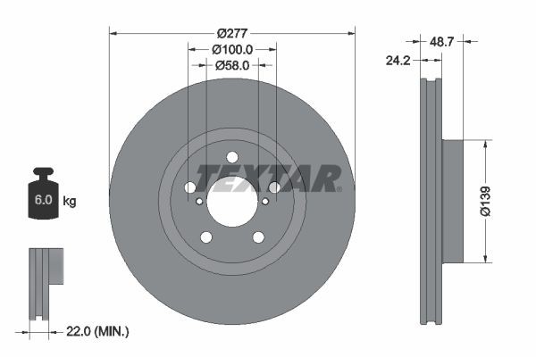 TEXTAR Bromsskiva 92315403 92315403 TEXTAR bromsskivor Subaru VIVIO