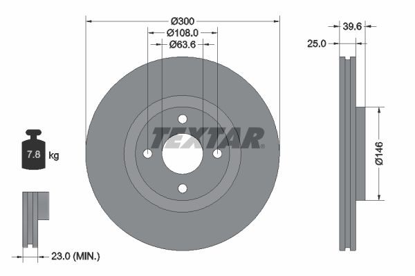 Bremseskive TEXTAR 92315503 TEXTAR 92315503 Bremseskiver FORD ECOSPORT 2020
