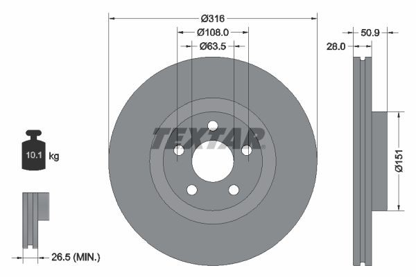 TEXTAR Remschijf 92317203 Remschijf set TEXTAR TRANSIT 92317203 goedkoop