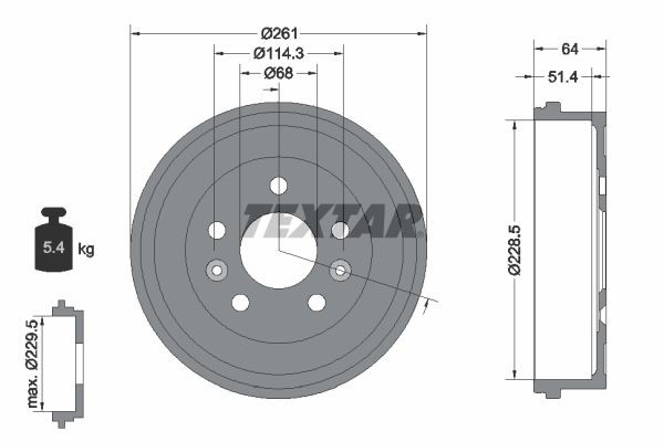 TEXTAR Tambour de frein 94045500 Tambour de frein MAZDA TEXTAR 94045500