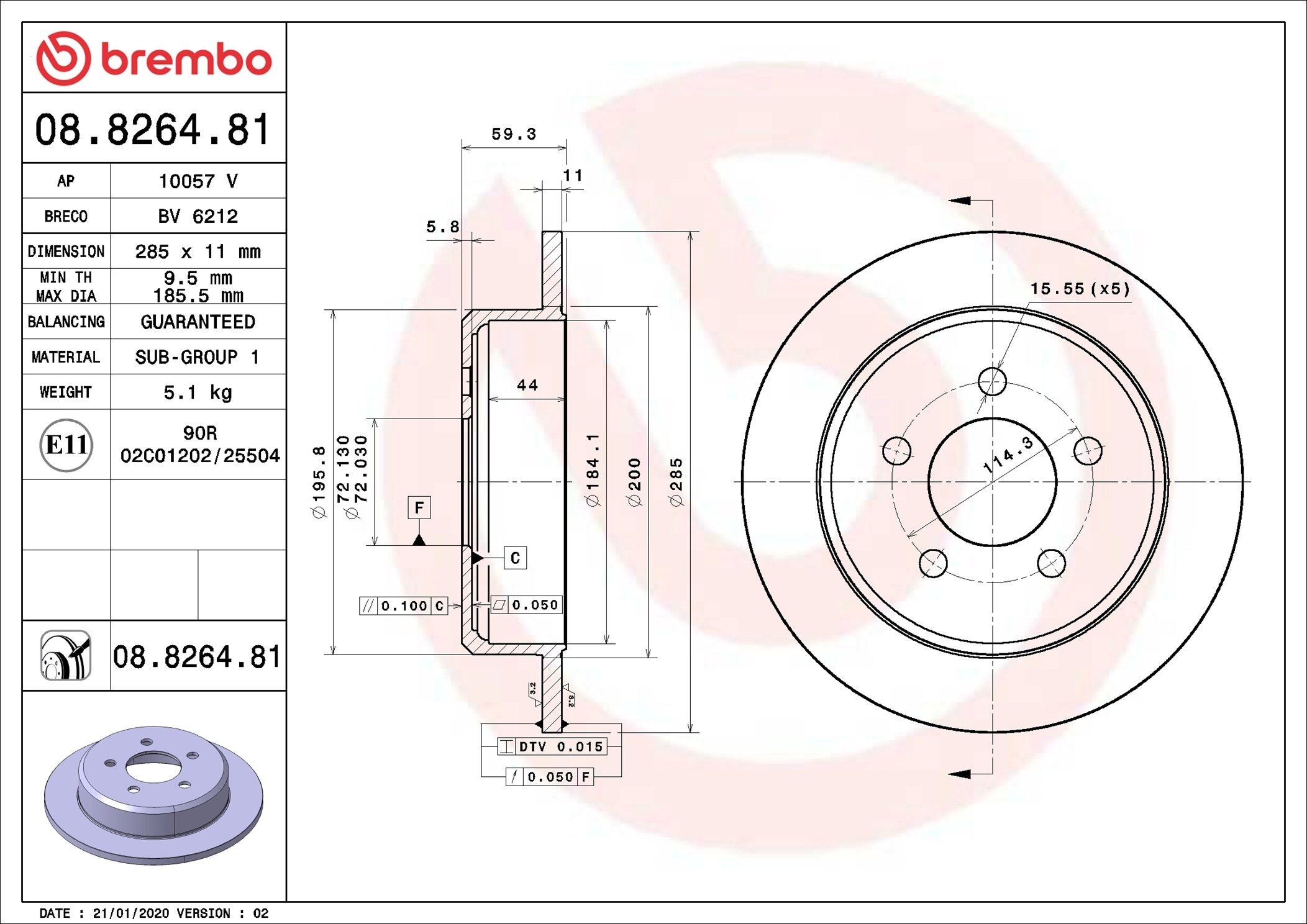 BREMBO Δισκόπλακα 08.8264.81 08.8264.81 Αγωνιστικές δισκόπλακες BREMBO JEEP CJ5 - CJ8