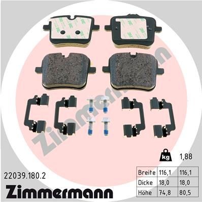 ZIMMERMANN Piduriklotsid 22039.180.2 ZIMMERMANN 22039.180.2 Piduriklotsid