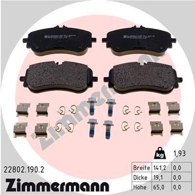 ZIMMERMANN Bremseklosser 22802.190.2 ZIMMERMANN 22802.190.2 Bremseklosser VW Amarok Flatvogn lastebil / Chassis (S1B, S6B, S7B) 2.0 TDI 4motion 163 hk 2012