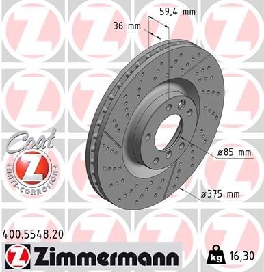 ZIMMERMANN Brake disc 400.5548.20 MERCEDES-BENZ /8 ZIMMERMANN performance brake discs 400554820