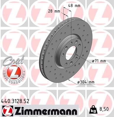 ZIMMERMANN Disco de travão 440.3128.52 Disco ZIMMERMANN 505 440.3128.52 baratos