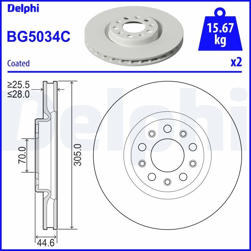 DELPHI Piduriketas BG5034C BG5034C Sport pidurikettad DELPHI ALFA ROMEO 159