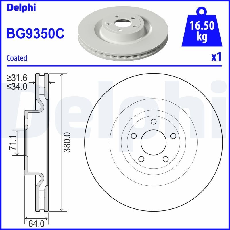 DELPHI Brake disc BG9350C DELPHI BG9350C FORD USA F-150 Mk11 Crew Cab Pickup rear brake discs