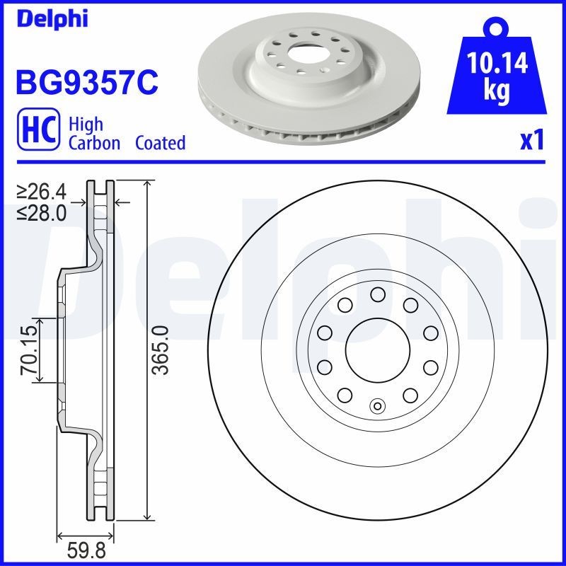 Δισκόπλακα DELPHI BG9357C DELPHI BG9357C Δίσκος φρένων TESLA MODEL S 2016