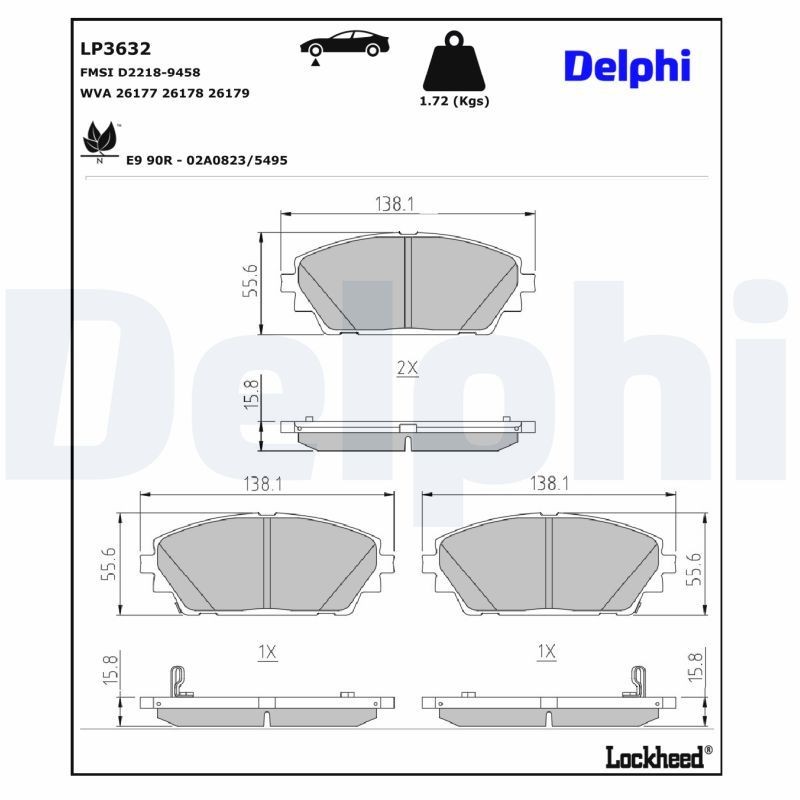 Bromsbelägg DELPHI LP3632 DELPHI LP3632: Bromsbeläggsats Mazda 3 2023