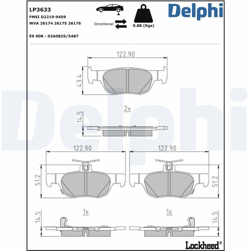 Bromsbelägg DELPHI LP3633 DELPHI LP3633 Belägg MAZDA 3 2023