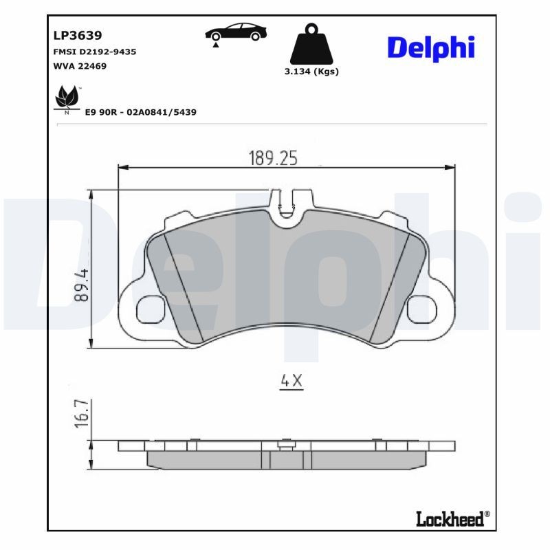 DELPHI Bremseklodser LP3639 Sports bremseklodser DELPHI Porsche 718 LP3639