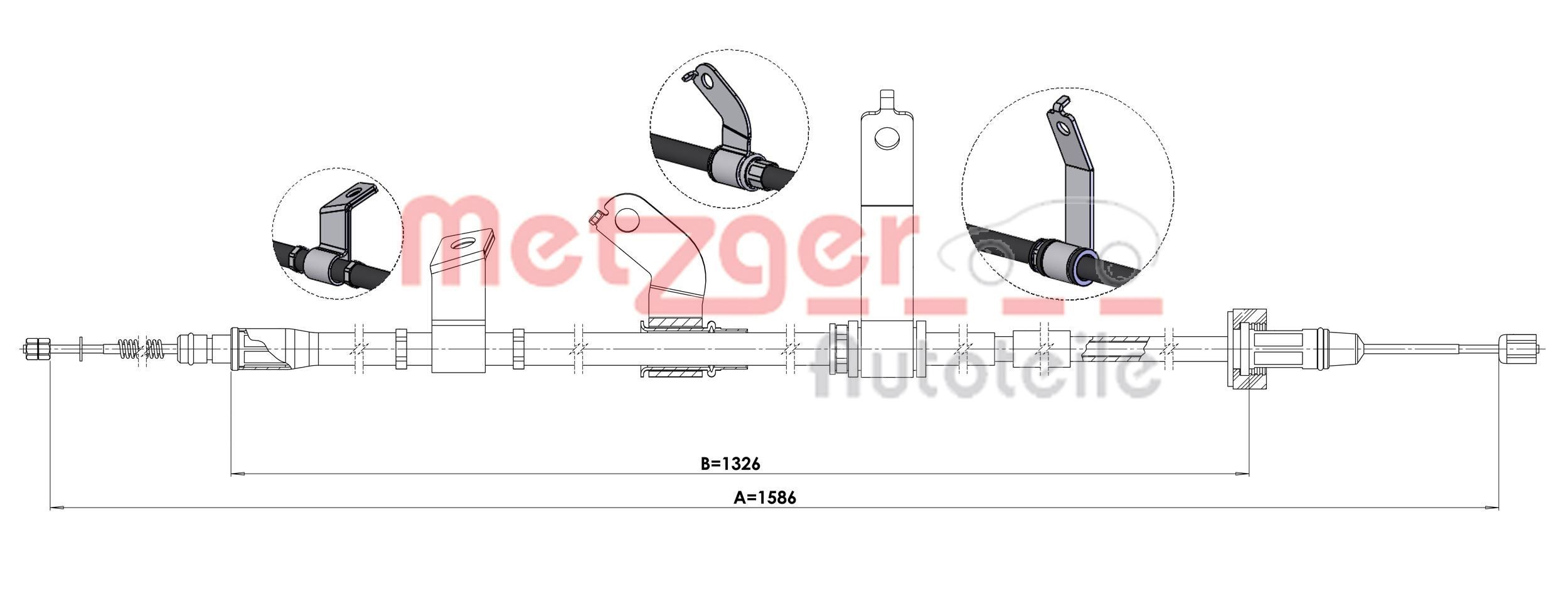 Trose, Stāvbremžu sistēma METZGER 1.KI014 METZGER 1.KI014 Rokas bremzes trose Hyundai ACCENT 2012
