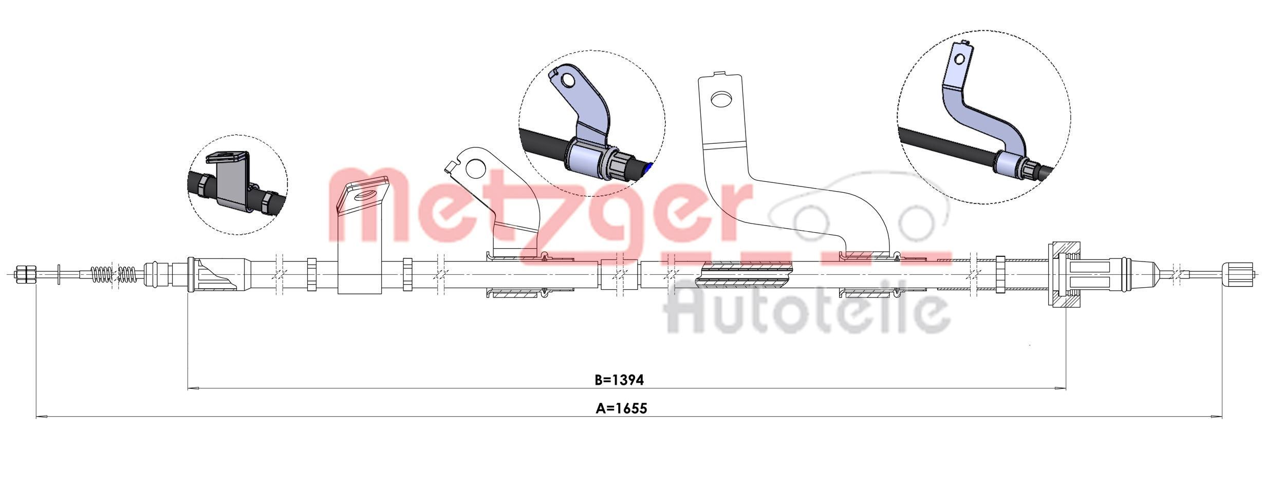 Tross, seisupidur METZGER 1.KI015 METZGER 1.KI015: Käsijarru vaijeri Hyundai ACCENT 2011