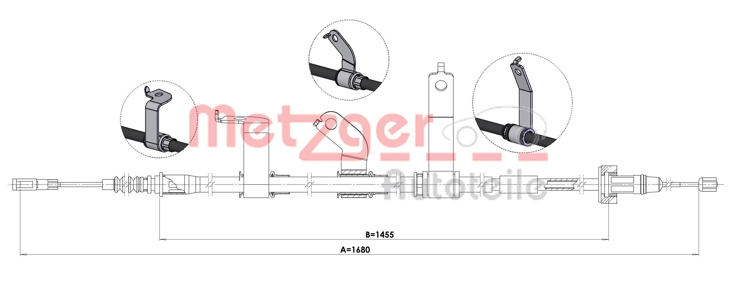 METZGER Tautrekk, håndbremse 1.KI016 1.KI016 Håndbrekk KIA SOUL METZGER