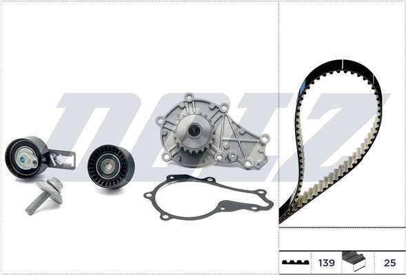 DOLZ Water pump and timing belt kit KD160 KD160 DOLZ timing belt and water pump for PEUGEOT 206