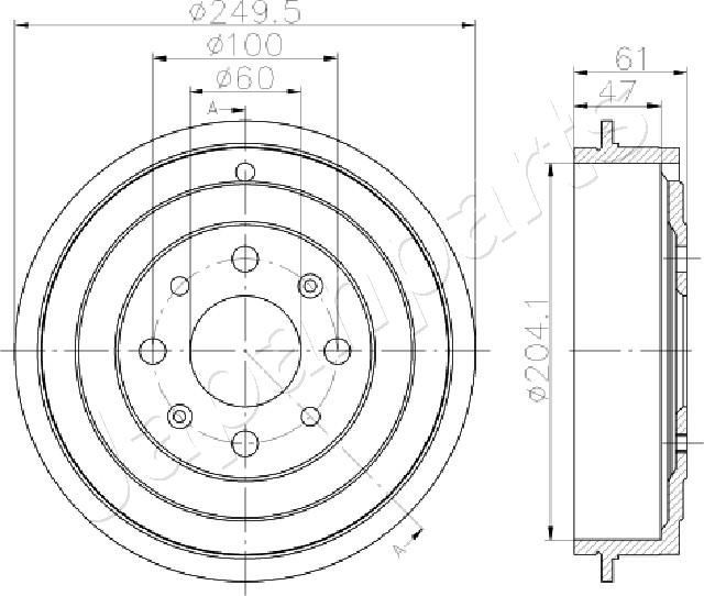JAPANPARTS Bremsetrommel TA-0606 TA-0606 Bremsetrommel JAPANPARTS PEUGEOT 305