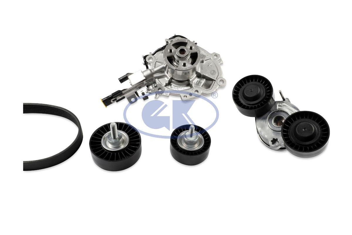 GK Water Pump + V-Ribbed Belt Kit K982681A K982681A GK poly v-belt kit NISSAN QASHQAI