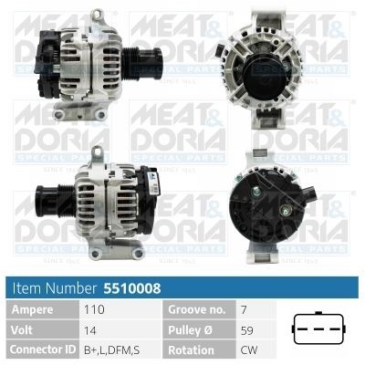 MEAT & DORIA Alternatore 5510008 MEAT & DORIA 5510008 Dinamo Ford Transit Mk5 Bus prezzo