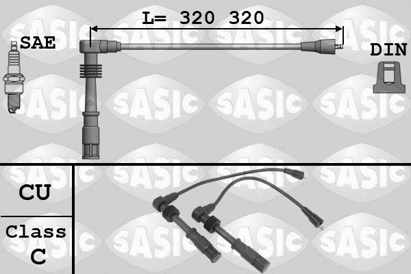 SASIC Augstsprieguma vadu komplekts 9286060 SASIC Svečvadi HYUNDAI 9286060