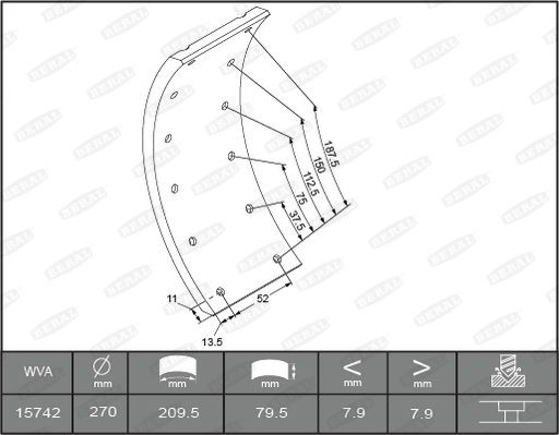 BERAL Bromsbelägg, sats, trumbroms KBL15030.0-1561 BERAL KBL15030.0-1561 Trumbroms MERCEDES-BENZ T1/TN Flak/Chassi