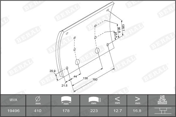 BERAL Brake Lining Kit, drum brake KBL19496.2-1575 BERAL KBL19496.2-1575 ALFA ROMEO 166 handbrake brake pads replacement