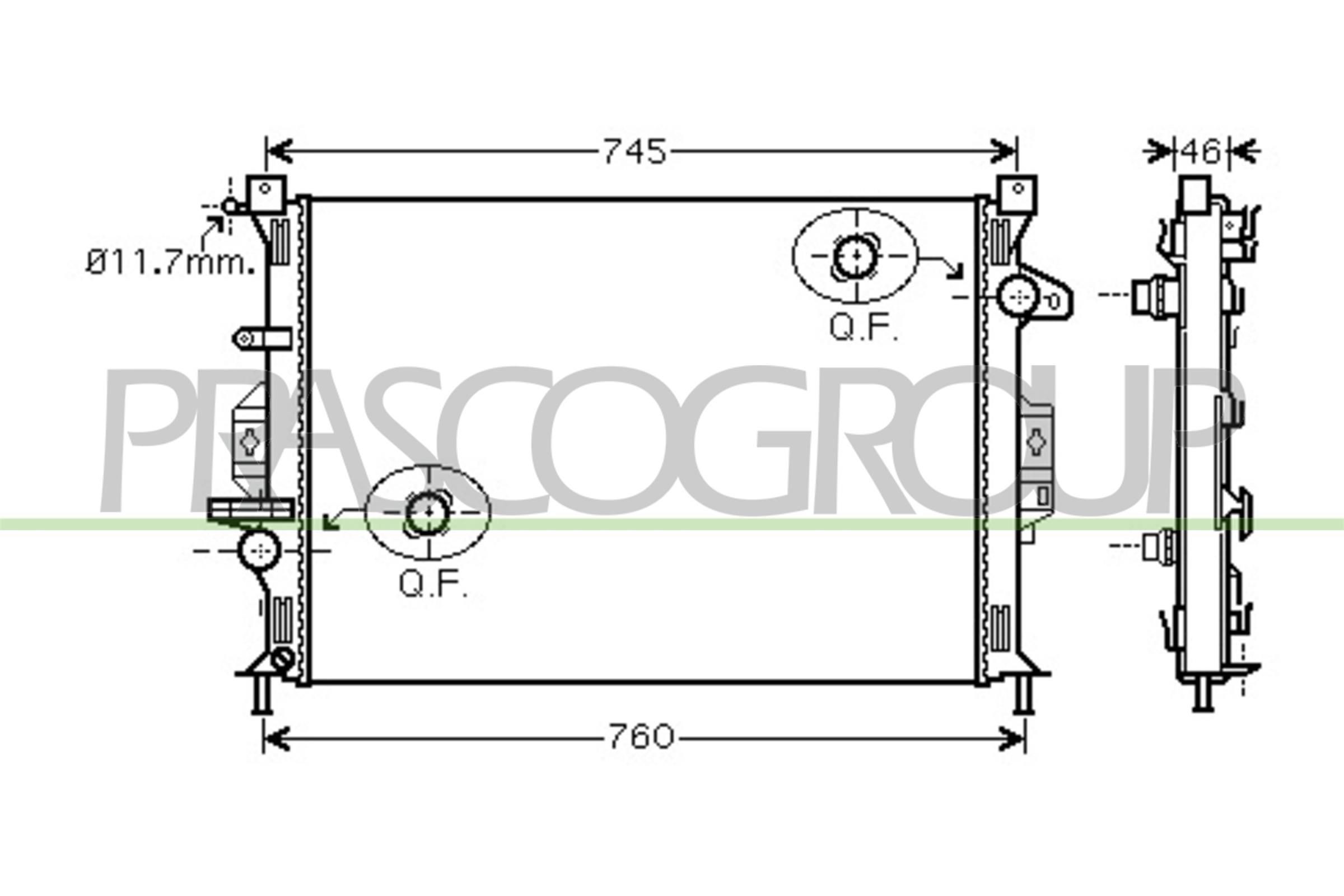 PRASCO Chladič motora FD079R001 FD079R001 Chladič motora PRASCO FORD KA