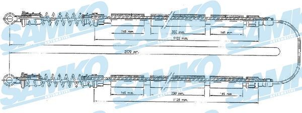 SAMKO Żażné lanko parkovacej brzdy C0203B C0203B Lanko ručnej brzdy SUBARU FORESTER SAMKO