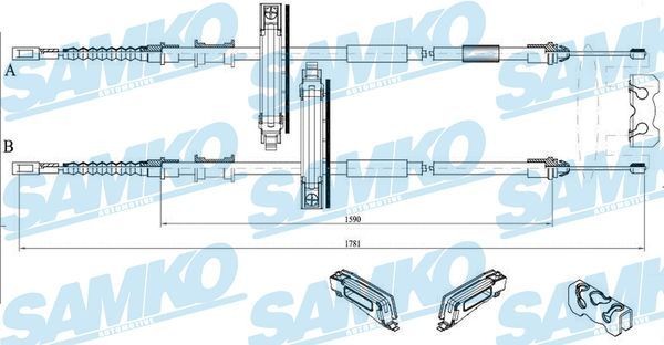 SAMKO Håndbremsekabel C0226B C0226B Parkeringsbremse FORD KUGA SAMKO