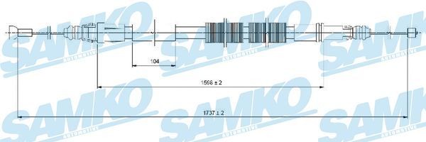 SAMKO Câble de frein à main C1028B SAMKO C1028B Tirette à câble frein de stationnement Peugeot Expert Van pas cher