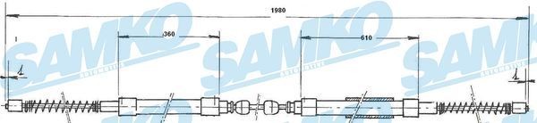 SAMKO Żażné lanko parkovacej brzdy C1494B Lanko ručnej brzdy SAMKO Volkswagen PASSAT C1494B