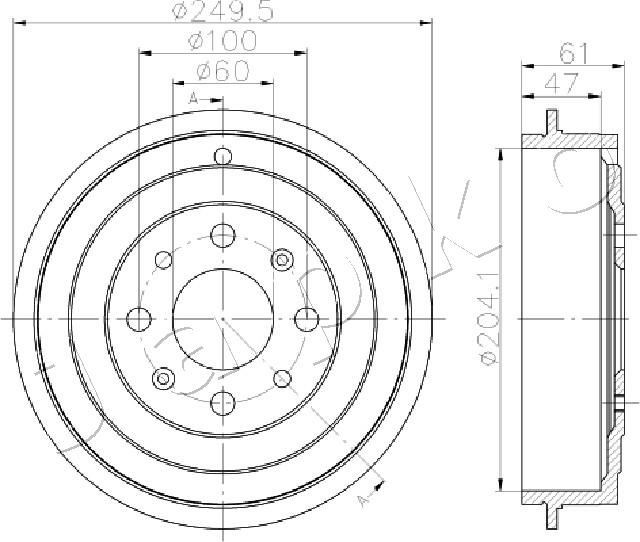 JAPKO Tambour de frein 560606 Citroën JUMPY Tambour de frein JAPKO 560606