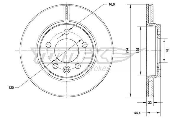 TOMEX brakes Remschijf TX 71-07 TOMEX brakes Sportremschijven Volkswagen TX 71-07