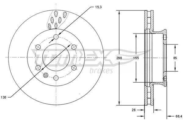 TOMEX brakes Remschijf TX 71-19 Sportremschijven TOMEX brakes Volkswagen TX 71-19