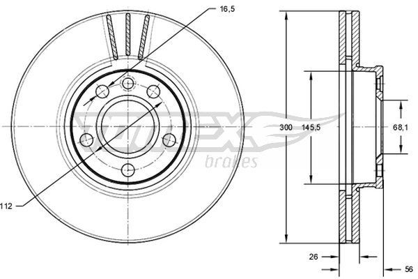 TOMEX brakes Remschijf TX 71-33 TOMEX brakes Sportremschijven Volkswagen TX 71-33