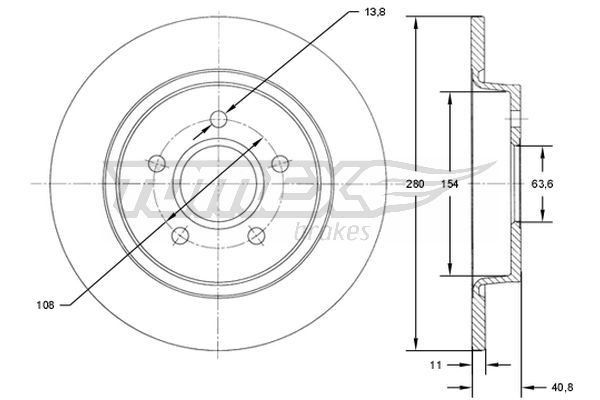 TOMEX brakes Piduriketas TX 71-75 TX 71-75 Pidurikettad VOLVO V70 TOMEX brakes