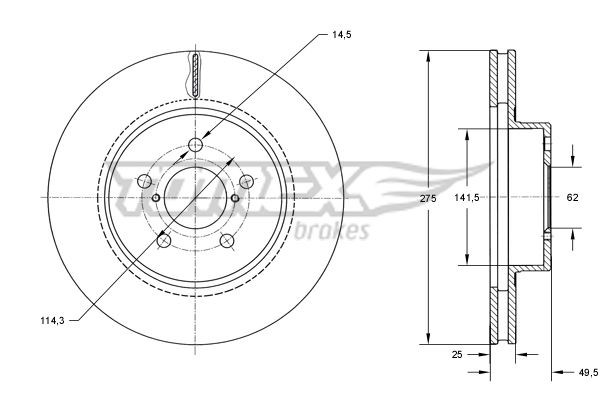 TOMEX brakes Bremseskive TX 71-95 TOMEX brakes Bremseskive TOYOTA TX 71-95